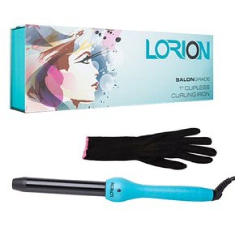 Lorion 1" Clipless Curling Iron with Heat Resistant Glove